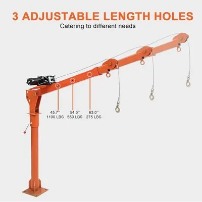 Garvee 1100 lb Electric Pickup Truck Crane with Electric Winch 3500 lb 12V, Folding Truck-Mounted Crane, Painted Steel Pickup Truck Jib Cranes Hoist 360° Swivel for Lifting Goods in Construction Factory