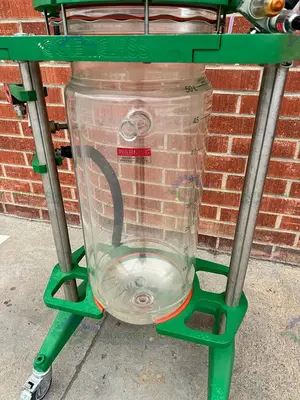 Used CHEMGLASS 50 LITER JACKETED GLASS REACTOR W/ CHEMGLASS AIR DRIVEN STIRRER MOTOR Reactors California US | Equipment Lab #1281329