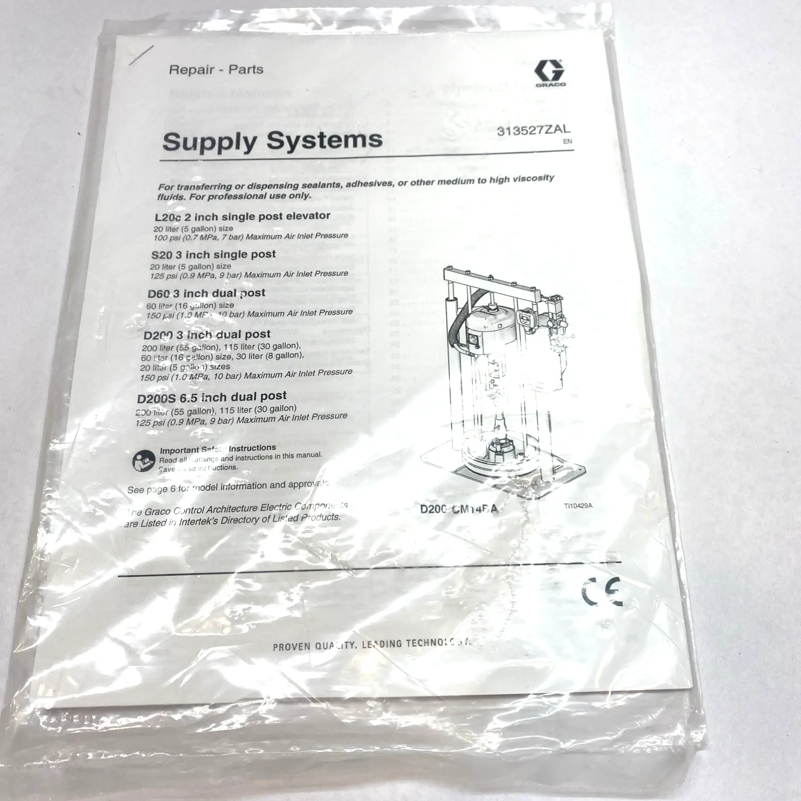 New | in-Stock GRACO REPAIR KIT MANUAL Miscellaneous MRO | Maverick Industrial Sales #1122082