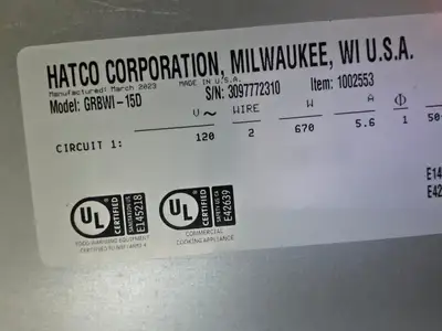 New | in-Stock Hatco Unused 15" Hatco GRBWI-15D Stainless Countertop Food Warmer - 120V 670W - BF Countertop Display Warmers Illinois US | Falcon Restaurant Supply #1374094