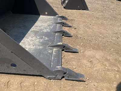 New old stock Paladin 44” high capacity bucket with teeth for a mini skid steer, welded on cutting e...