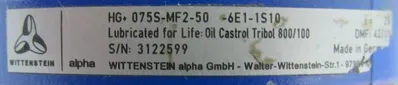 USED WITTENSTEIN HG075S-MF2-50-6E1-1S10 HOLLOW SHAFT GEARBOX HG075SMF2506E11S10