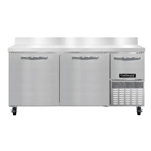 Continental RA68NBS 68" Worktop Refrigerator W/ (3) Sections, 115v