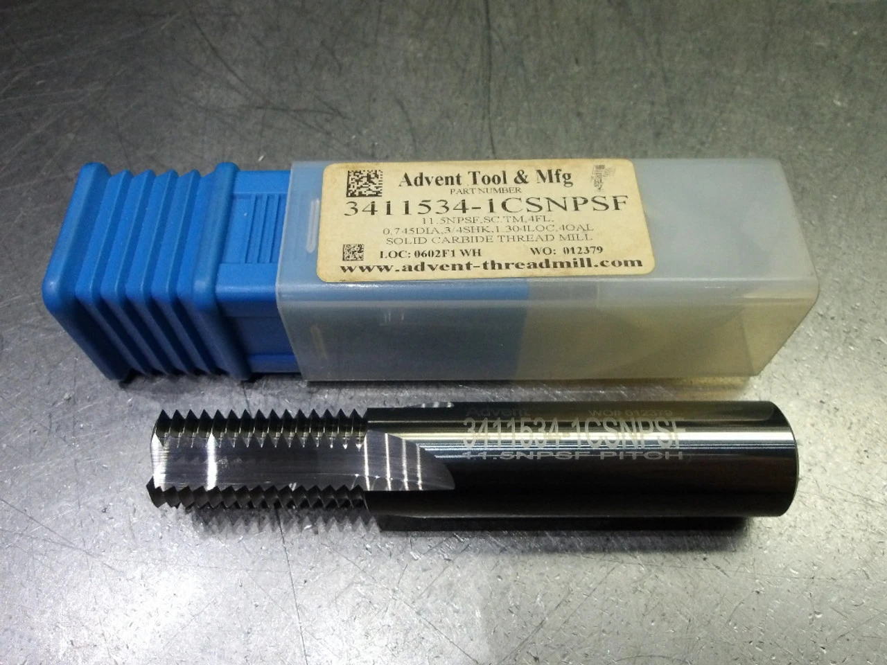 Advent Tool  .745" Dia. 11.5 NPSF Carbide Thread Mill 34115341-1CSNPSF (LOC2342)