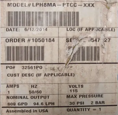 NEW PULSAFEEDER LPH8MA-PTCC-XXX PULSATRON PUMP 600 GPD LPH8MAPTCCXXX