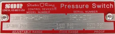 NEW SOR 6NN-K3-M4-C2A-RRX PRESSURE SWITCH 6NNK3M4C2ARRX