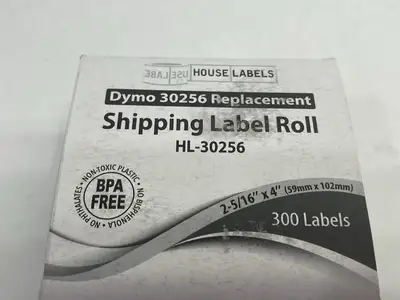 USED HOUSE LABELS REPLACEMENT LABEL ROLL 2-5/16" X 4" 300/ROLL WHITE