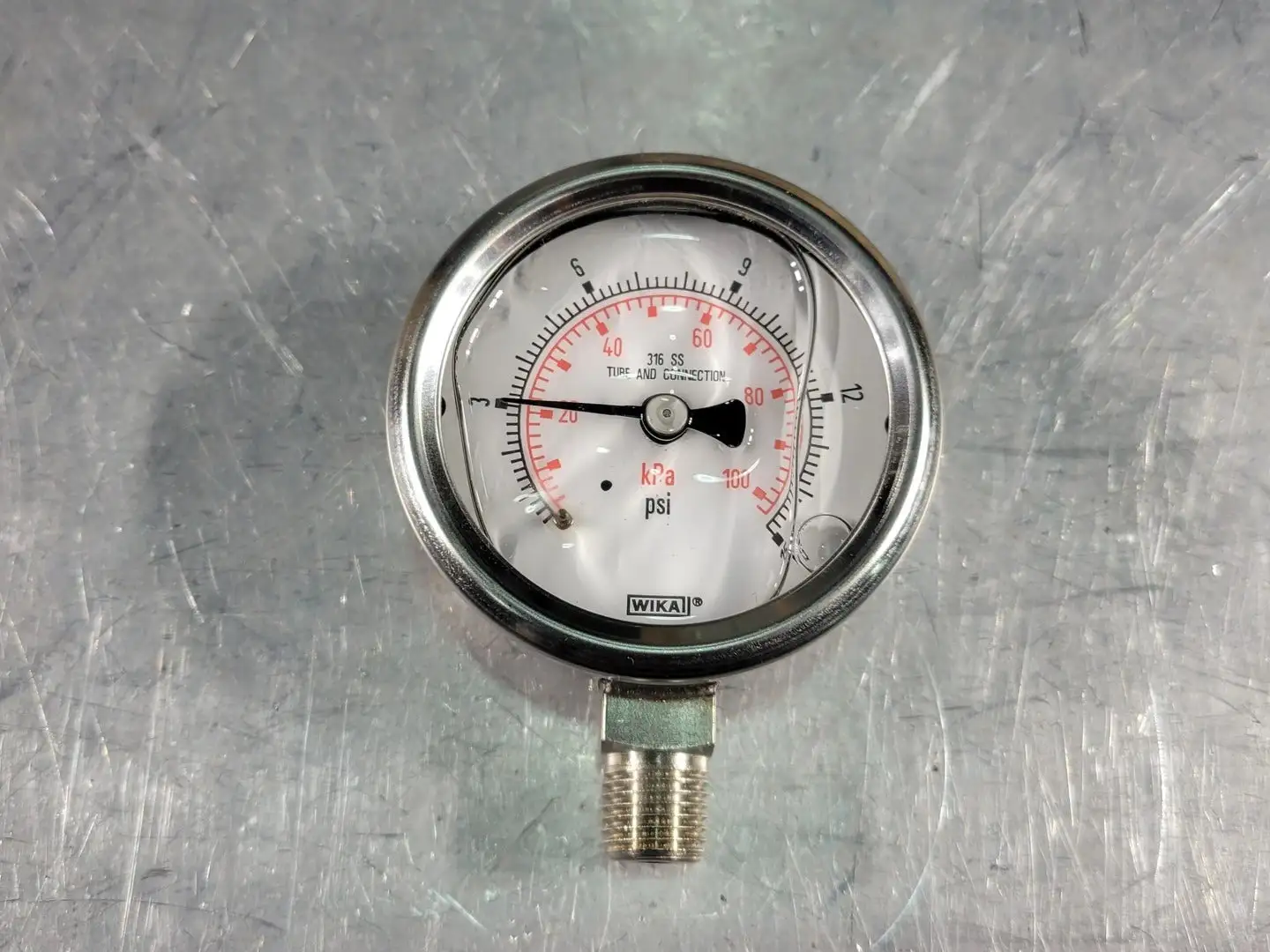 15 PSI Gauge 316 SS Tube and Connector
