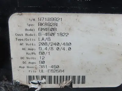 Hawker 6M450B Lifeguard Ferroresonant Charger 12V 381-450ah 208/240/480V 1Ph