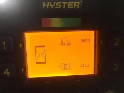 2017 HYSTER E60XN-33 6000 POUND ELECTRIC FORKLIFT WITH 64" ROLL CLAMP 6600 HOURS