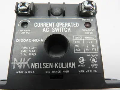 Neilsen- Kuljian D100AC-NO-A Current Operated Switch 240VAC 1A Lot of 2