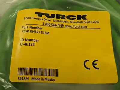 New | in-Stock Turck Pofinet Ethernet Cordset M12 4 Pin to RJ45 U-40122 PLC Ethernet Equipment Michigan US | Maverick Industrial Sales #1453941