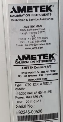 Ametek CTC-1200A S32 Compact Temperature Calibrator Loc5F17