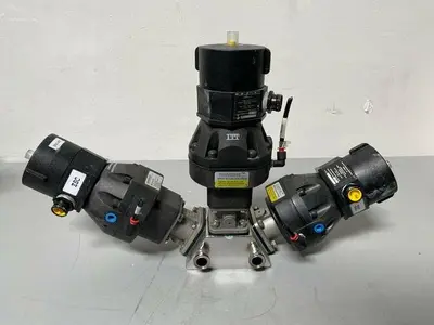 USED 3 ITT PURE-FLO A209 STAINLESS STEEL DIAPHRAGM VALVES W/ POSITION MONITOR