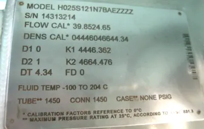 USED Micro Motion H025S121N7BAEZZZZ