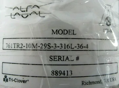 NEW ALFA LAVAL 761TR2-10M-29S-3-316L-36-4 VALVE 761TR210M29S3316L364 2-3/4" I.D.