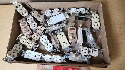Lot of Electrical Switches and Outlets with Accessories