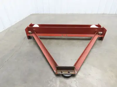 Underhung Bridge Crane Push End Truck 3.25"-7" Beam Flange 48"L 4" Poly Wheels