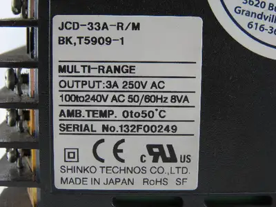 Shinko JCD-33A-R/M Temperature Controller 3A 100-240VAC 8VA