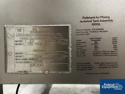 USED Sartorius 1,000 Liter Sartorius Palletank for Mixing Jacketed