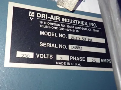 Used DRIAIR INDUSTRIES INC ARID50 PD Misc Plastics Equipment Ohio US | HGR 24 #786178