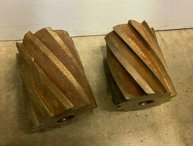 Lot of 2 Vintage HSS Mill Cutters 8" x 6" Rusty Steam Punk Steel Metal