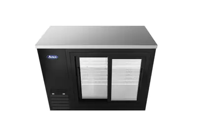 New | in-Stock Atosa New Atosa SBB48SGGRAUS2 48" Back Bar Cooler w/ Sliding Glass Door Shallow Depth (Black Exterior) Bottle Coolers Illinois US | Falcon Restaurant Supply #1375555