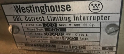Westinghouse DBL-25 Fused Air Circuit Breaker