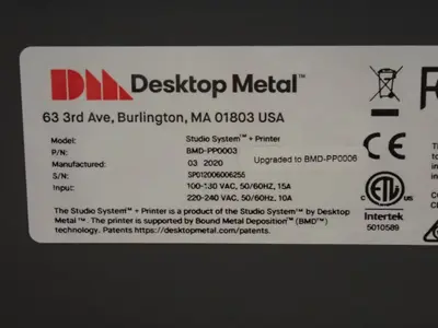 Used DESKTOP METAL BMDPF0002/BMDPP0006 3D printer, FDM/FFF Ohio US | HGR 24 #729686