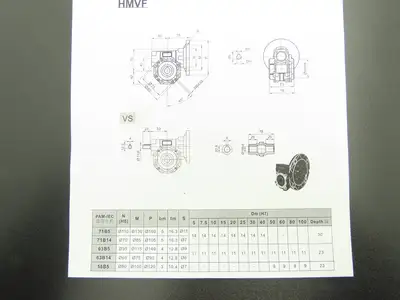 Haitec GR HMVF040 71B5 Worm Gearbox 5:1 Reducer 280 RPM Hollow Shaft IEC 71