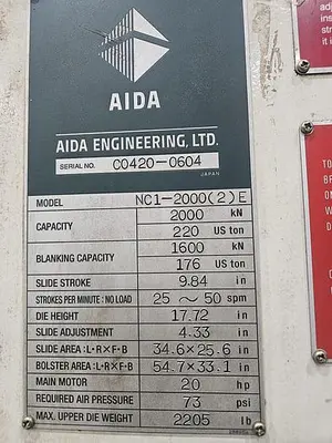 USED 2008 AIDA NC1-2000(2)E