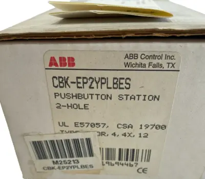 NEW ABB CBK-EP2YPLBES 2 HOLE PUSHBUTTON STATION CBKEP2YPLBES