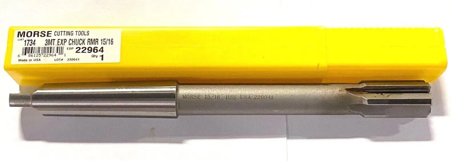Morse 15/16" Expansion Chucking Reamer Taper Shank 3MT HSS USA Made 22964