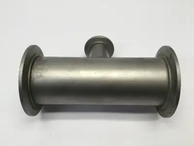 5-1/2" L, 2-15/16" OD, 1-9/16" OD | Unbranded SS 3-Way Tee Vacuum Fitting, Approx.  - Used