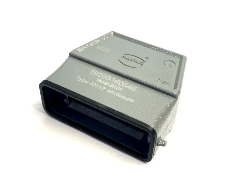 Used HARTING CONNECTOR HOOD SIDE ENTRY HC 2 PEGS M25, HAN 16A-GS-M25 Connector Accessories | Maverick Industrial Sales #1106355