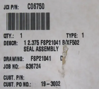 NEW JOHN CRANE C06750 SEAL ASSEMBLY 1-2.375 FSP21041 B/XF502 TYPE 1