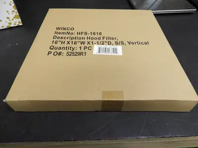 New | in-Stock Isaac Peoria New Winco HFS-1616 16"x16" Stainless Steel Commercial Hood Filter C IP Food, Restaurant, & Bakery Parts & Accessories Illinois US | Falcon Restaurant Supply #1376571