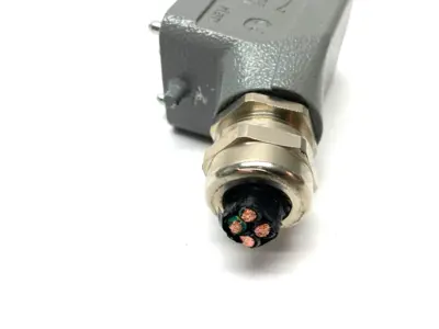 USED HARTING HAN B HOOD SIDE ENTRY LC 2 PEGS M25 W/ 09140060361 FRAME
