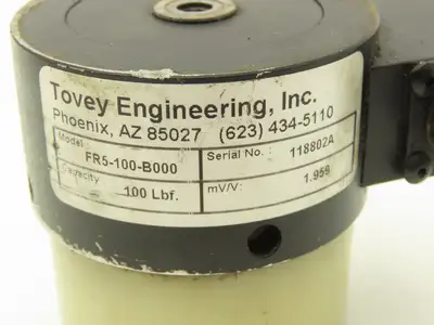 Tovey FR5-100-B000 Load Cell 100 Lbs Capacity Low Capacity Fatigue Rated