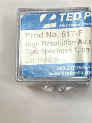 USED TED PELLA SEM GOLD ON CARBON TEST SPECIMEN HIGH RESOLUTION MOUNT F