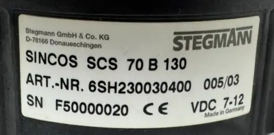 USED SICK STEGMANN SCS-70-B-130 ENCODER 7-12VDC 6SH230030400