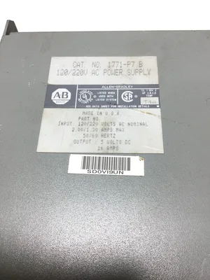 Allen Bradley 1771-P7 B Power Supply Input 120/220VAC 50/60Hz 2.00/1.30Amps