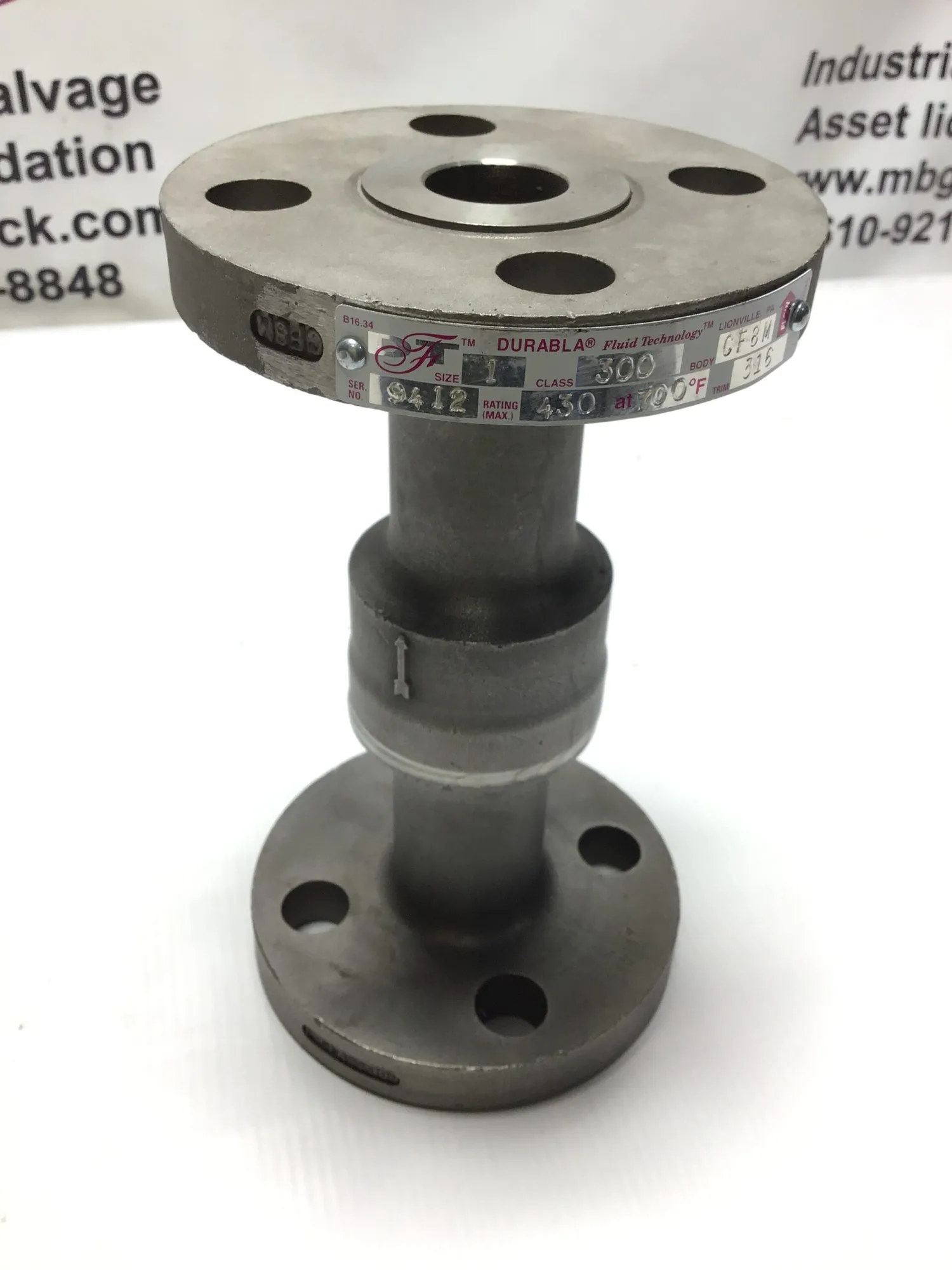 Durabla DLC Fluid Technology B16.34 Stainless Steel Check Valve 1″ Class 300 CF8M