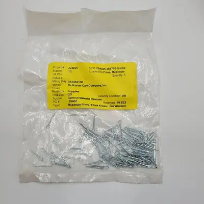 New | in-Stock COTTER PIN ZINC-PLATED 1004-1045 CARBON STEEL COTTER PINS 1/16" DIAMETER, 1/2" LONG Misc Fasteners Michigan US | ND Industrial Surplus #1207911