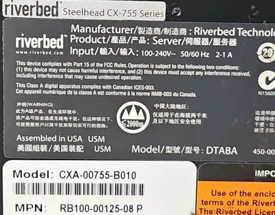 Riverbed CXA-00755-B010 SteelHead CX -755 Series. Loc3B-16
