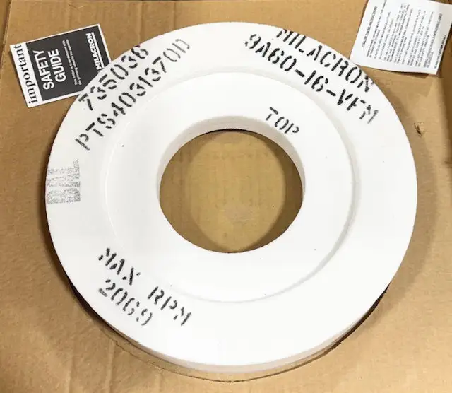 Milacron 12" x 2" x 5" Surface Grinding Wheel, White, 9A6016