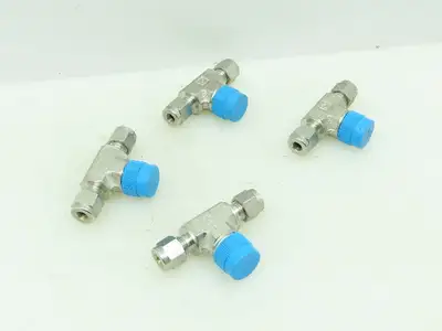 Hy-Lok 316 Male Branch Tee Compression Fitting 1/4" Tube x 3/8" MNPT  LOT OF 4