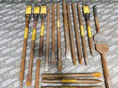 Lot of 41 Rusty Bits Clay Spade, Bull Point, Cold Chisel, Bushing Tool Used