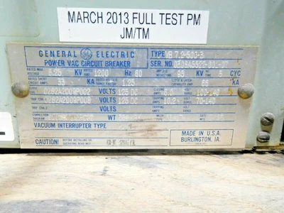 Used GE VB 7.2-500-3 Circuit Breakers Ohio US | Equipment Recovery Corp. #1331092