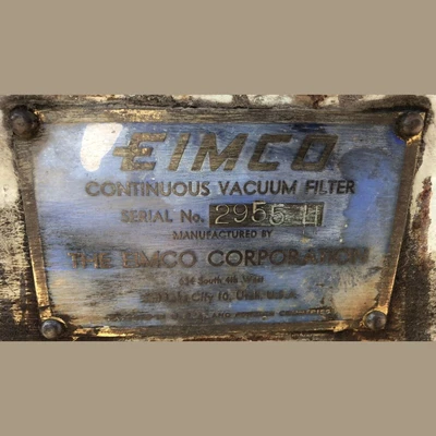 6 ft. Dia. x 3 ft. Eimco Continuous Vacuum Drum Filter